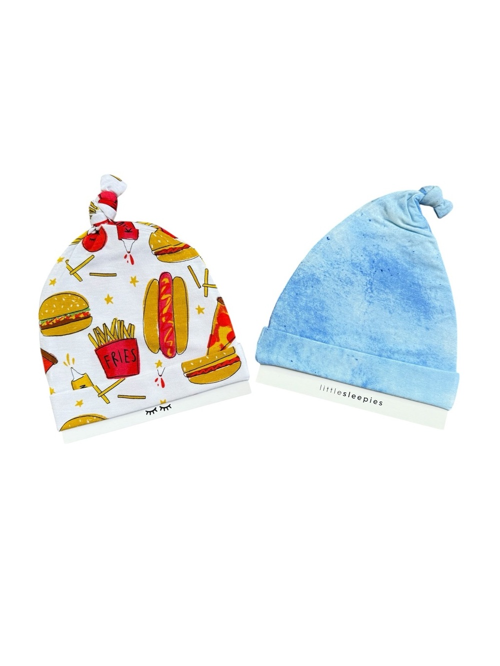 Little Sleepies Infant Beanie Limited Edition - Blue Watercolor & Fast Foodie
